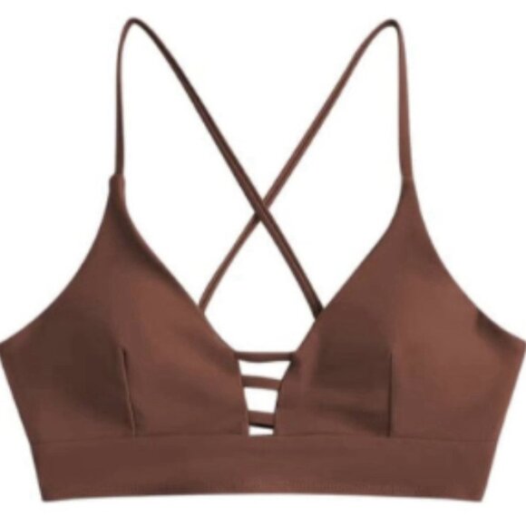 ZAFUL Women’s Sexy Triangle Bikini Top Spaghetti Strap Crisscross Swimsuit 8-10 - Picture 2 of 8